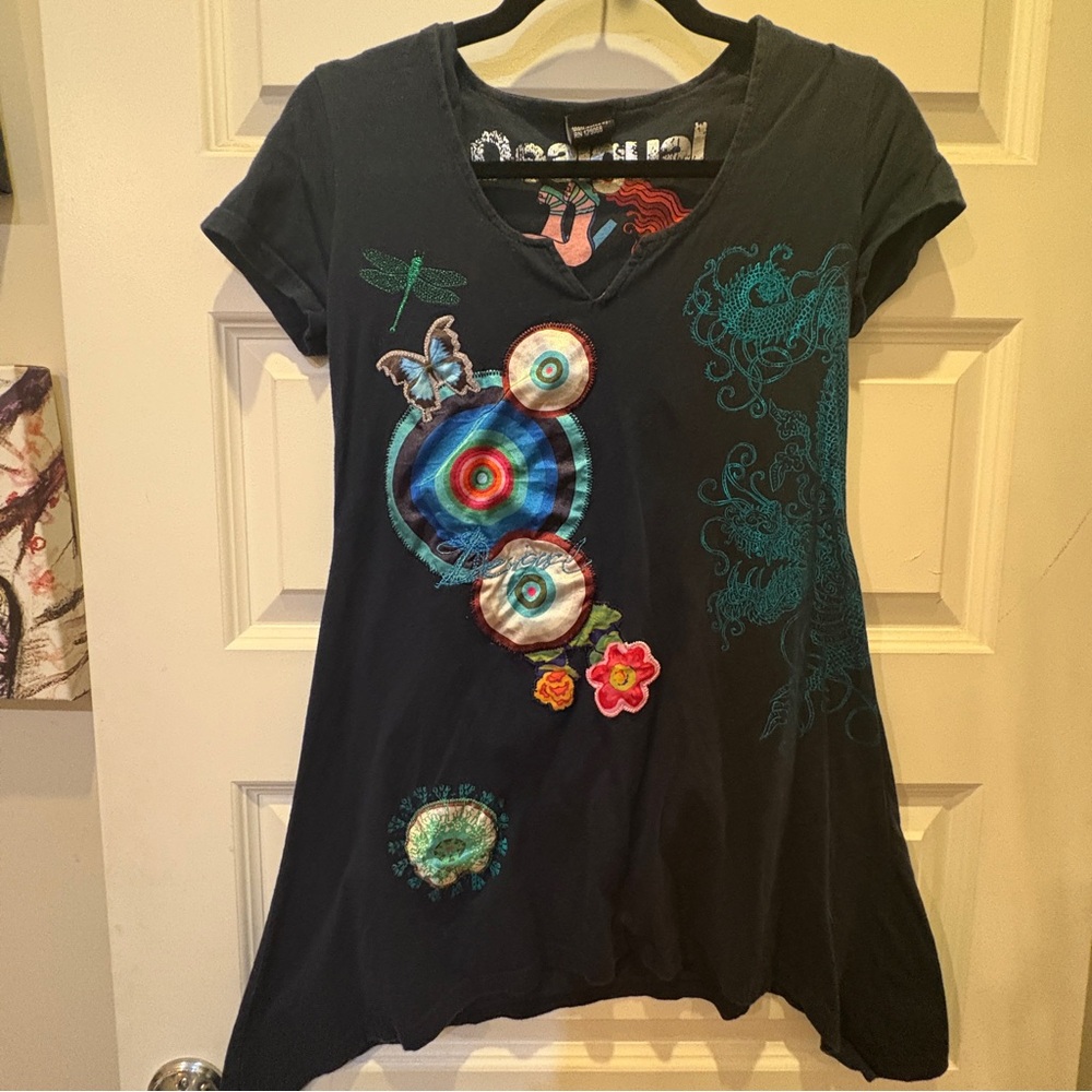 Navy blue 100% cotton mini dress or tunic by DESIGUAL